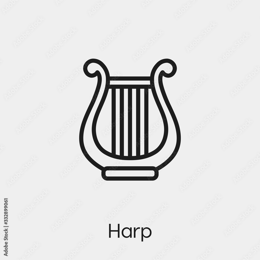 Poster harp icon vector. linear style sign for mobile concept and web design. harp symbol illustration. pix