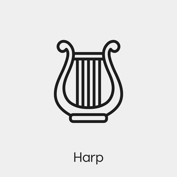harp icon vector. Linear style sign for mobile concept and web design. harp symbol illustration. Pixel vector graphics - Vector.	