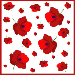 set of red poppies   for using to design a wallpaper, textile, background