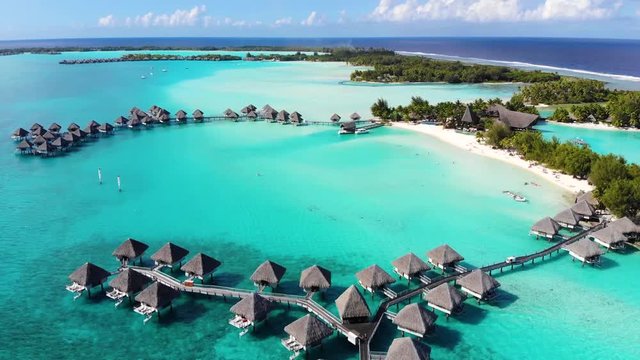 Bora Bora in French Polynesia. Blue Lagoon.
