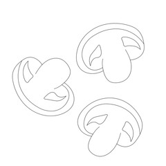 Beautiful mushroom outline, great design for any purposes. Vegan & vegetarian food. Organic nutrition. Vegan, vegetarian diet. Autumn background. Vector doodle illustration. Isolated white