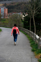 Fototapeta na wymiar Walking in a park of Bilbao