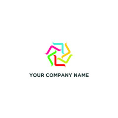 circular star logo in the middle with a white background