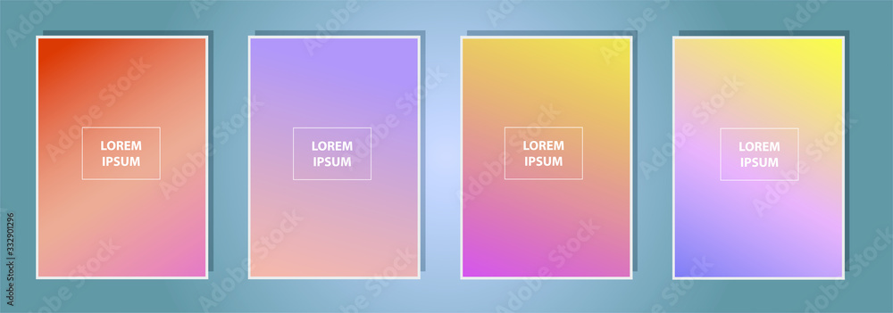 Poster set of abstract vector gradient backgrounds. colorful texture for your design. mobile app template