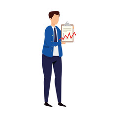 businessman with document and arrow down vector illustration design