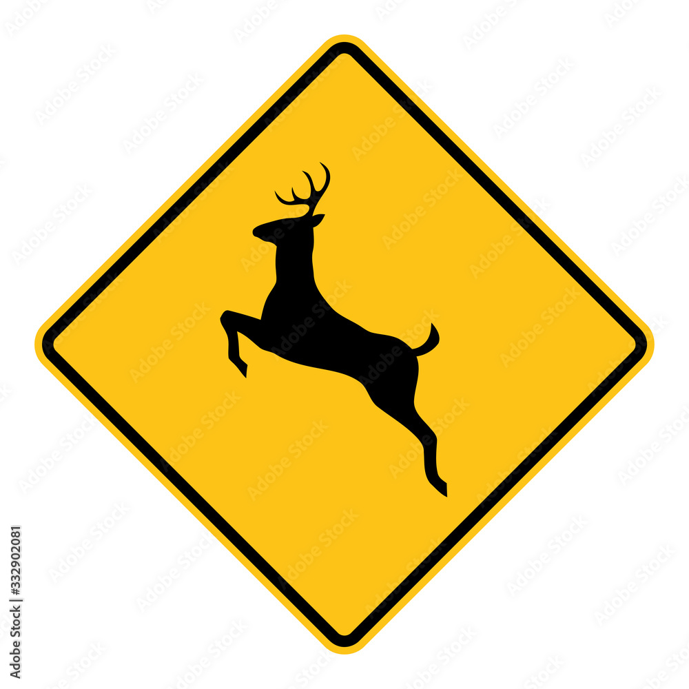 Wall mural Deer Crossing Road Sign Clipart