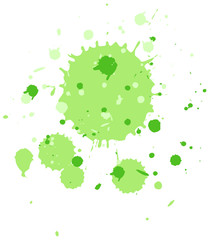 Watercolor splash in green on white background