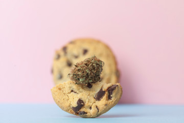 Chocolate and marijuana cookies. CBD Canabidol Foods