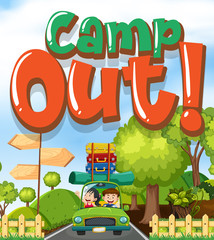 Naklejka premium Font design for word camp out with kids on the road