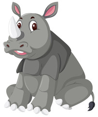 Cute rhino on white background