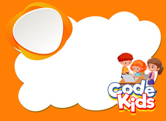 Background design template with children using computer