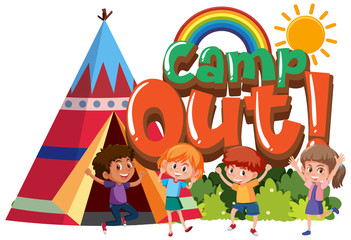 Font design for word camp out with kids in the park