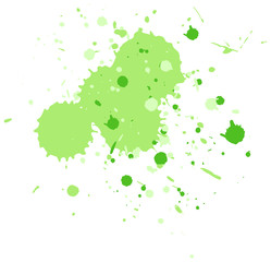 Watercolor splash in green on white background