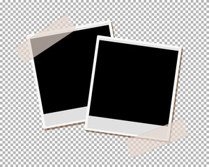 Two photo frames on transparent background