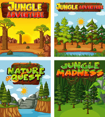 Four background designs with nature theme