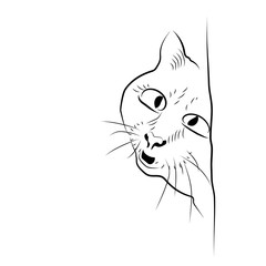 Cartoon surprised cat. Sketch style.