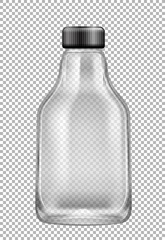 One empty jar with black lid on transparent background