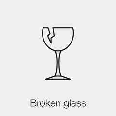 broken glass icon vector. Linear style sign for mobile concept and web design. broken glass symbol illustration. Pixel vector graphics - Vector.