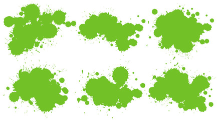 Watercolor splash in set of green on white background