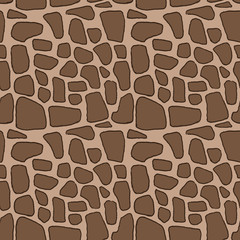 Stones handdrawn seamless brown pattern. Vector illustration.