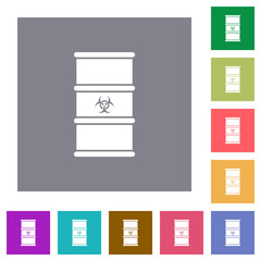 Biohazard waste square flat icons