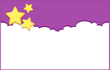 Background design template with stars on purple sky