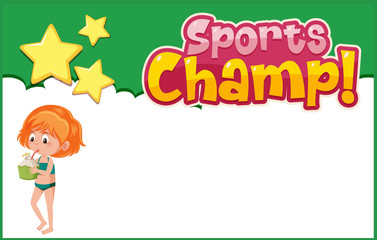 Background template design with girl drinking coconut juice