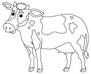 Outline drawing of cow on white background