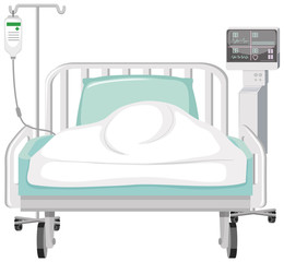 Hospital bed on white background
