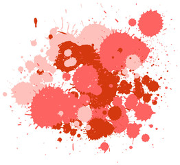 Watercolor splash in red on white background