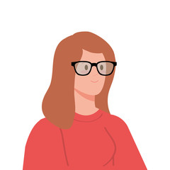 beautiful woman with eyeglasses avatar character icon vector illustration design