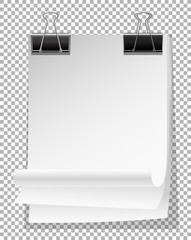 Blank white paper with two paper clips