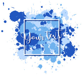 Fototapeta na wymiar Background design with watercolor splash in blue on white background