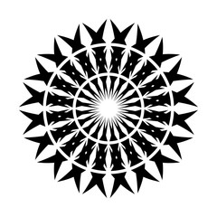 Abstract decorative geometric circle design element.