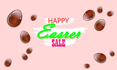 Chocolate easter eggs design banner, vector art illustration.