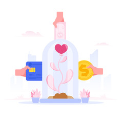 People investing money into ecological project. Flat vector illustration