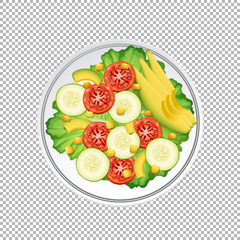 Bowl of green salad on transparent background