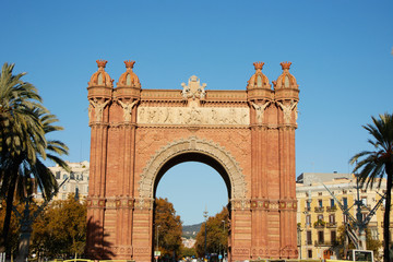 Fototapeta na wymiar The Arc de Triomf or Arco de Triunfo in spanish, is a triumphal arch in the city of Barcelona in Catalonia, Spain.