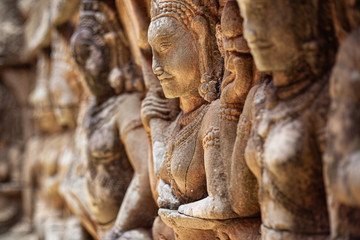 Fototapeta premium statues carved out of rock in Asian temples