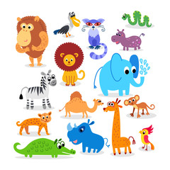 Wild Africa animals set in flat style