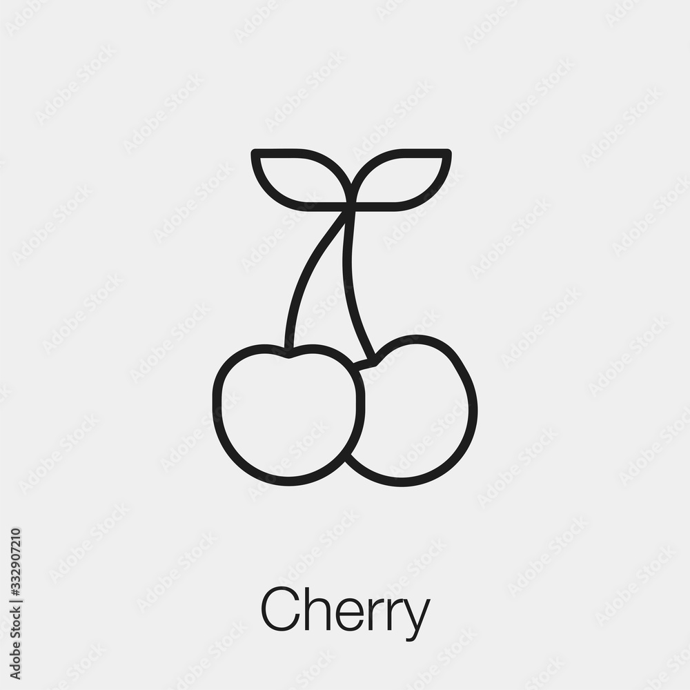 Poster cherry icon vector. linear style sign for mobile concept and web design. cherry symbol illustration.