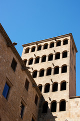 Buildings in the Gothic Quarter in Barcelona, Spain