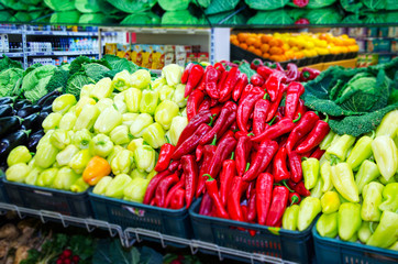 Vegetables on a shelf in the market