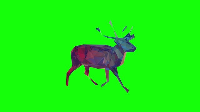 Low Poly Deer Of Glass Material, 3D render 