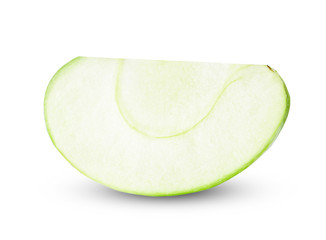 Quarter ripe green apple Isolated on a white background.