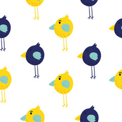 Seamless pattern of colorful birds. Suitable for wrapping paper and bedding. Cute birds