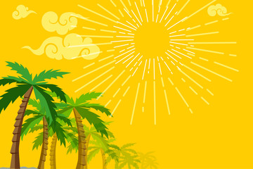 Sun and palm trees. summer has arrived.