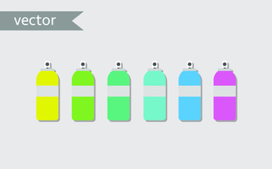 Colorful bottle spray set icon vector