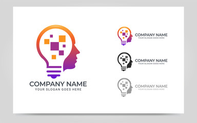 People abstract head logo.Modern human face graphic illustration.