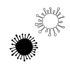 Coronavirus bacteria icons. Hand drawn sketch style. Stop epidemic. Danger. Red, black and white vector elements on white.